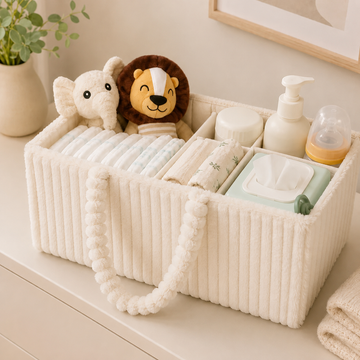 TinyEase™ Cotton Style Baby Diaper Caddy Organiser with Carry Handles