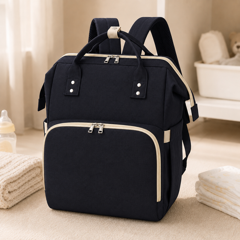 Foldable Mom Diaper Backpack with Convertible Travel Cot