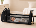 Foldable Mom Diaper Backpack with Convertible Travel Cot