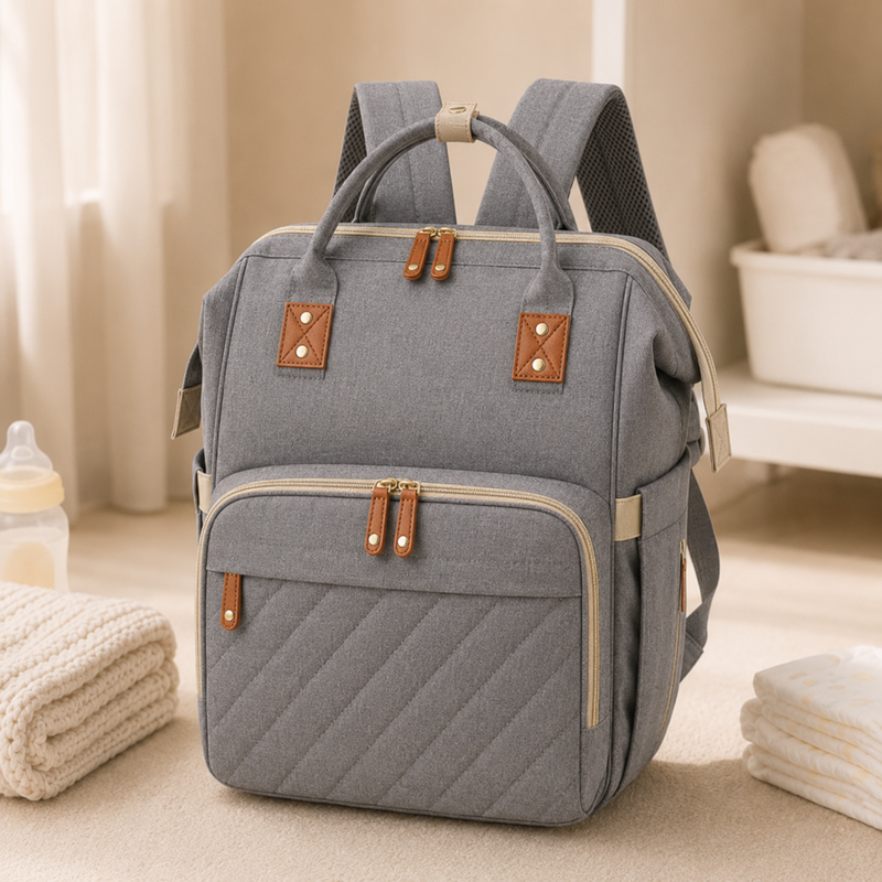 TinyEase™ Foldable Mom Diaper Backpack with Convertible Travel Cot