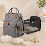 TinyEase™ Foldable Mom Diaper Backpack with Convertible Travel Cot