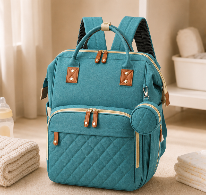 TinyEase™ Foldable Mom Diaper Backpack with Convertible Travel Cot