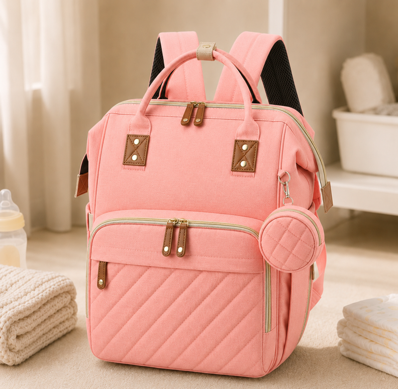 TinyEase™ Foldable Mom Diaper Backpack with Convertible Travel Cot