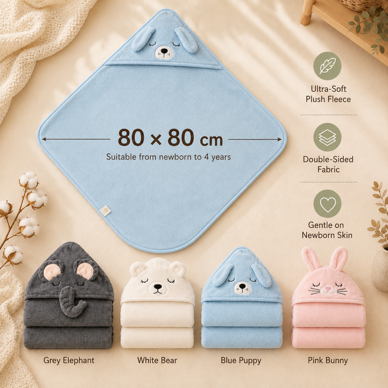 TinyEase™ CuddleHood Plush Character Baby Towel Set of 2